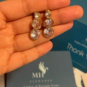 14K Gold Plated Crystal Drop Earrings | Elegant Dangle | Waterproof Jewelry